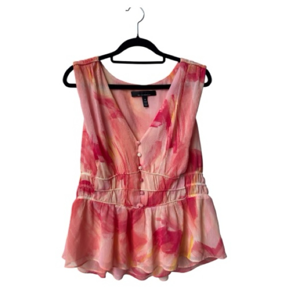 White House Black Market Ruched Waist Sleeveless Peplum Top